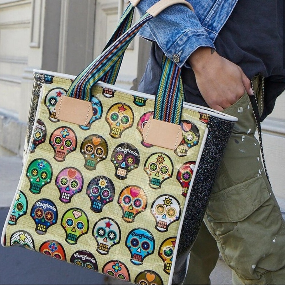 Consuela Colorful Skull Print Tote Bag